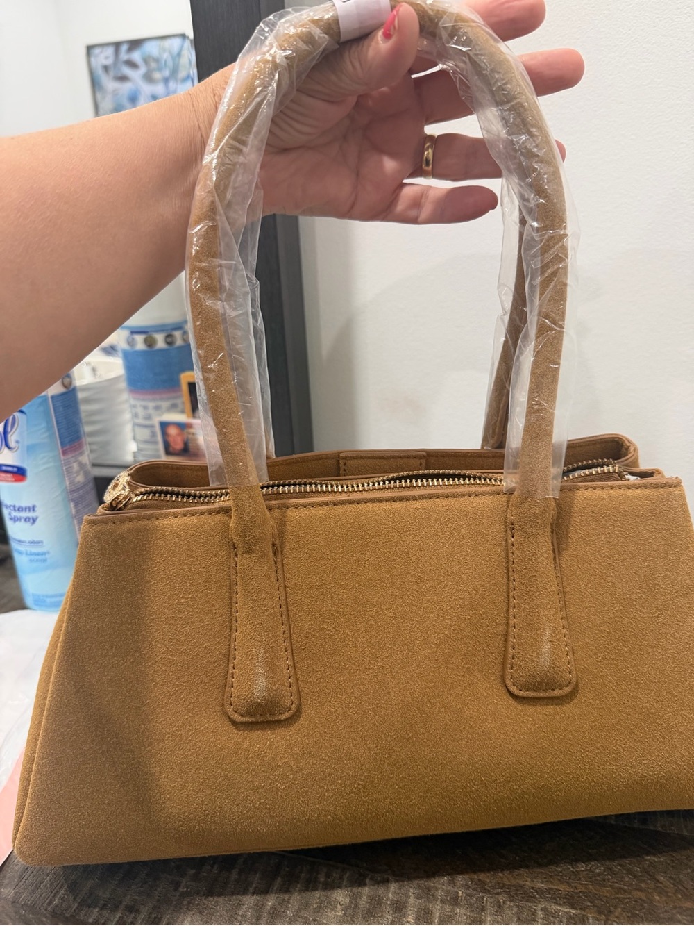 Valentino Orlandi Tan Suede Shoulder Bag